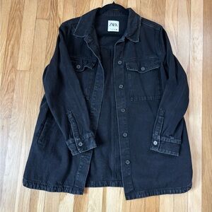 Zara Womens Black Denim Shacket